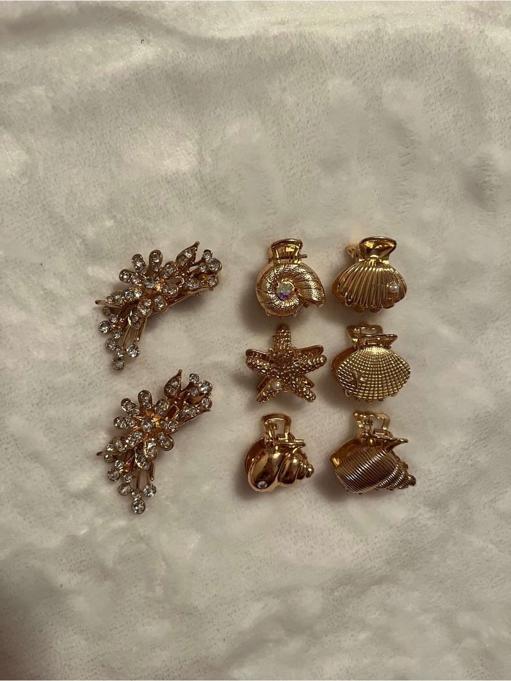 Gold-Tone Seashell & Crystal Decorative Hair Clips - Women Jewelry